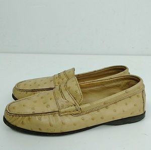 Vintage Stokton Ostrich Loafers Tan Size 6.5